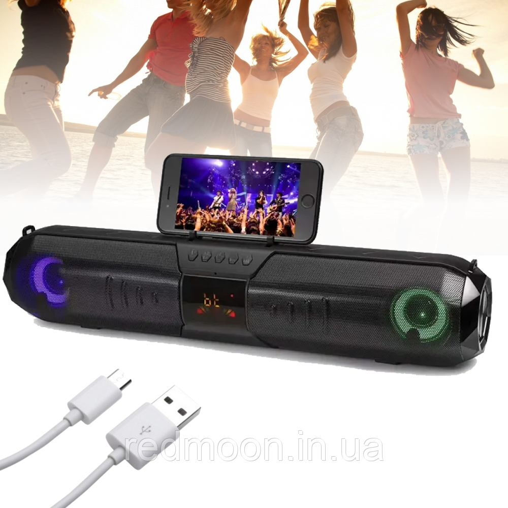 Bluetooth Колонка з USB, TF, AUX та LED-підсвічуванням M221 / Портативна блютуз колонка з підставкою для телефону