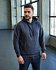 Чоловічий спортивний костюм весняний однотонний стильний модний повсякденний на хлопця худі та штани колір графіт, фото 7