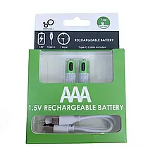Батарейки AAA акумуляторні з роз'ємом USB Type-C від Smartoools на 1.5V/750mWh — 2 ШТ.