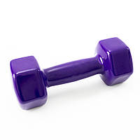 Гантель для фитнеса виниловая цельная (неразборная) OSPORT Profi 4 кг (OF-0133) Фиолетовый