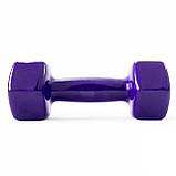 Гантель для фітнесу вінілова цільна (нерозбірна) OSPORT Profi 4 кг (OF-0133) Фіолетовий, фото 2
