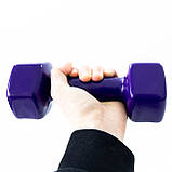 Гантель для фітнесу вінілова цільна (нерозбірна) OSPORT Profi 4 кг (OF-0133) Фіолетовий, фото 4