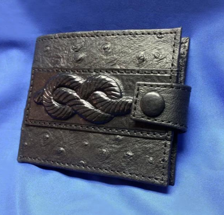 Гаманець шкіряний з кишенею для дрібниці на кнопці "Канат" ручна робота, фото 1