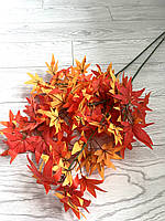 Осенняя ветка канадского клёна . Ветка клёна для декора ( красно - оранжевая , латекс 85 см )