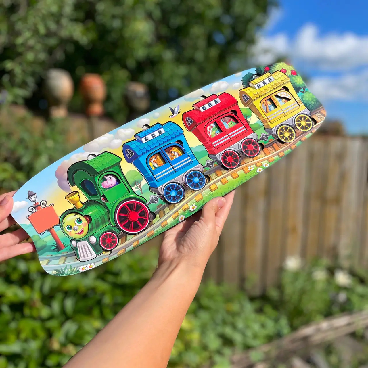 Сортер, пазл, Веселий паравозик, 3 вагони, Ань-Янь, 16 х 47 см., 37 дет. (ПСФ019), фото 1