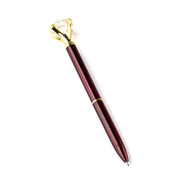 Кулькова ручка з діамантом Бордова чорнила чорні RYH025