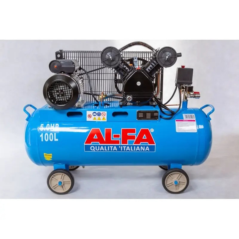 Компрессор 2-х цилиндровый AL-FA ALC100-2 - Ременная передача - 3800 Вт - 660 l/min - фото 9 - id-p1834136417