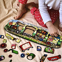 Сортер, пазл, Веселий паравозик, 3 вагони, Ань-Янь, 16 х 47 см., 37 дет. (ПСФ019), фото 2