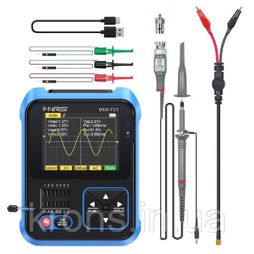 Осцилограф 3в1, тестер компонентів і генератор сигналів, FNIRSI DSO-TC3, фото 1