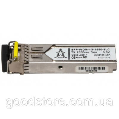 Модуль SFP Alistar Модуль SFP 1000BASE-BX 1SM WDM LC 3KM TX1550/RX1310nm DDM (SFP-1G-BX-D-L03)