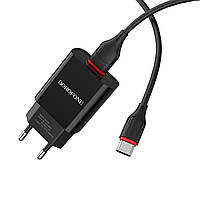 Зарядное устройство СЗУ с кабелем USB to Type-C- Borofone Sharp s Black (BA20ACB) black (1m)