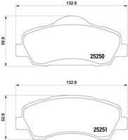 Колодка торм. диск. SUBARU FORESTER (SF, SG), IMPREZA (GD, GG) передн. (пр-во BREMBO) P 78 013