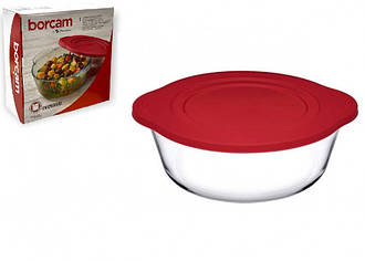 Каструля кругла із силіконовою кришкою Borcam 1,45л скляна Pasabahce 59123