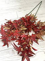 Осіння гілка канадського клена. Гілка клена для декору (бордова, латекс, 85 см), фото 2
