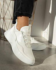 Кросівки жіночі шкіряні бежеві білі на товстій підошві платформі від виробника