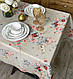 Скатерть тефлоновая хлопковая прямоугольная или квадратная коралловые цветы серо бежевая - фото 3 - id-p1834213827