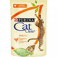 Вологий корм CAT CHOW Adult для дорослих котів, шматочки в желе з куркою та цукіні 85 г (7613036595049)