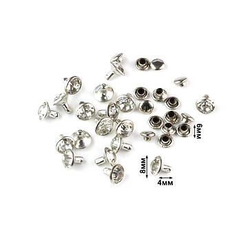 Хольнітени двосторонні зі стразами Прозорі Заклепки 8*4мм 10шт SHL004