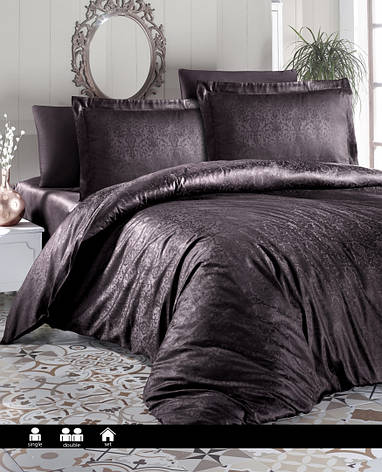 Постільна білизна First Choice Jacquard Satin Dark Eeries - Athena Brown, фото 1