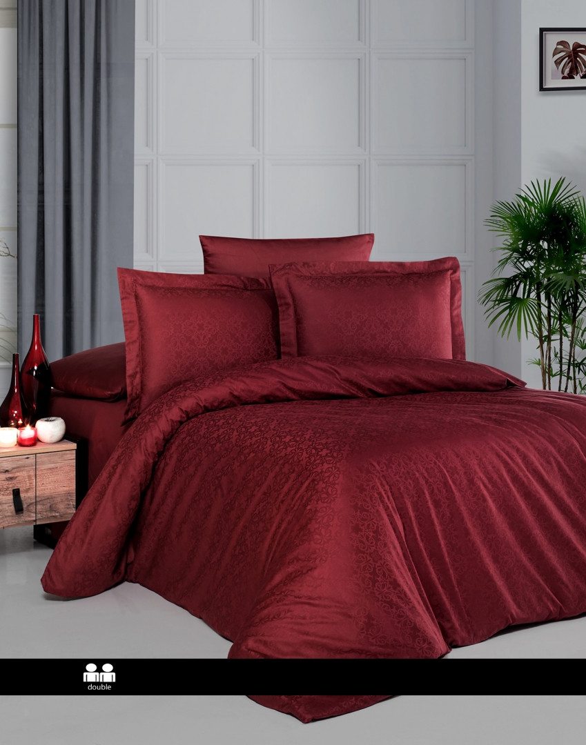Постільна білизна First Choice Jacquard Satin Dark Eeries - Lamone Dark Red