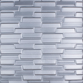 3Д панелі самоклеючі для стін, м'які 3D панелі декоративні під кладку 700х770х6 мм, Срібний