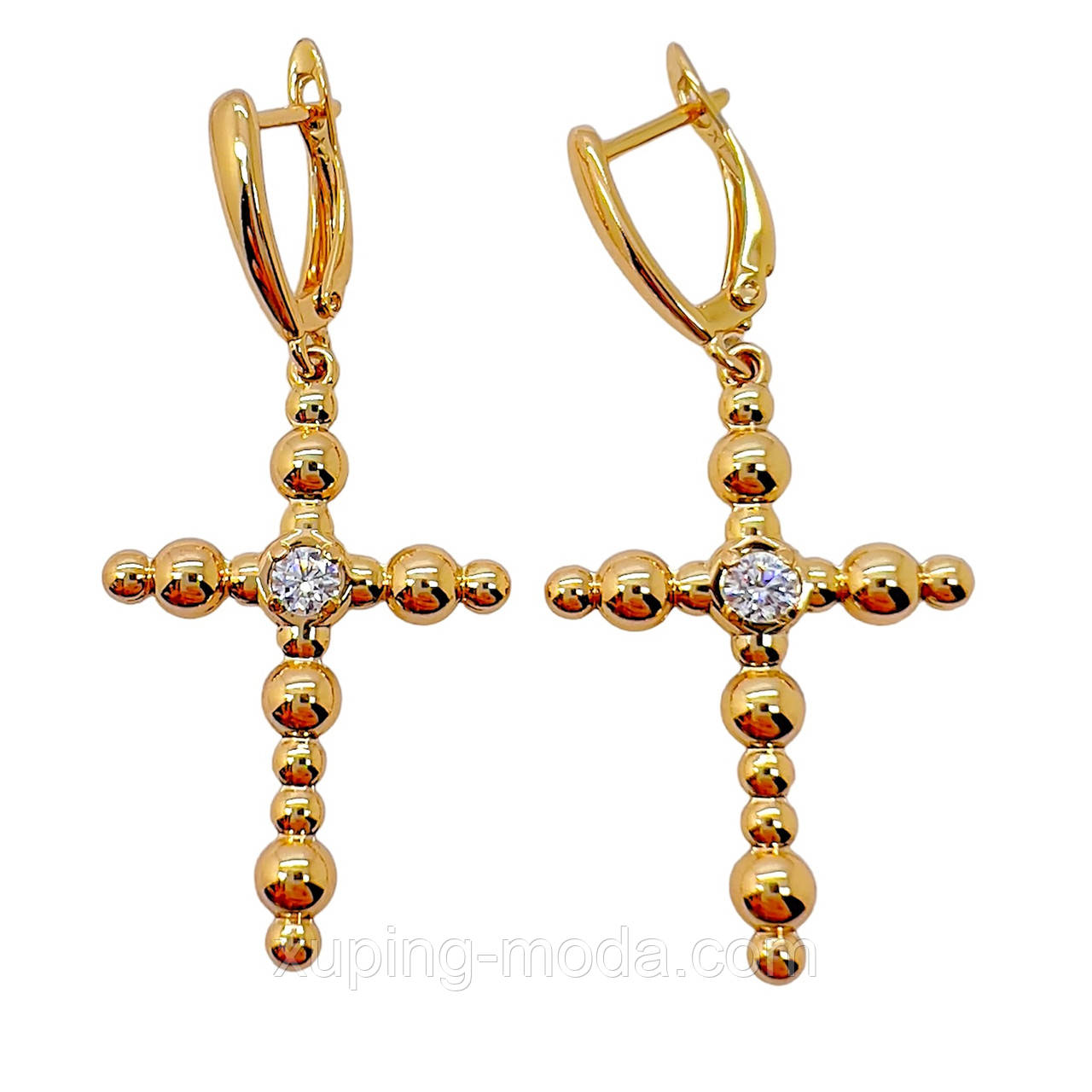Сережки хрести xp. 43х20(30х20 хрест) мм. 18 к