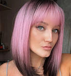 Перука рожева каре з затемненими коренями та кінцями, фото 6