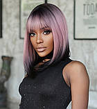 Перука рожева каре з затемненими коренями та кінцями, фото 2