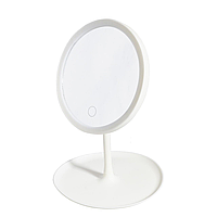 Зеркало компактное косметическое Supretto со светодиодной подсветкой настольное Белое