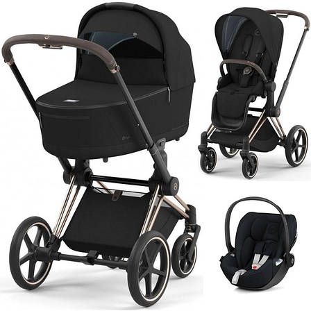 Cybex Priam 4.0 коляска 3 в 1 Sepia Black шасі Rosegold, фото 1