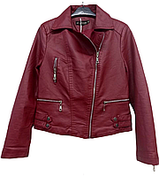 Куртка косуха женская Fashion кожаная бордовая