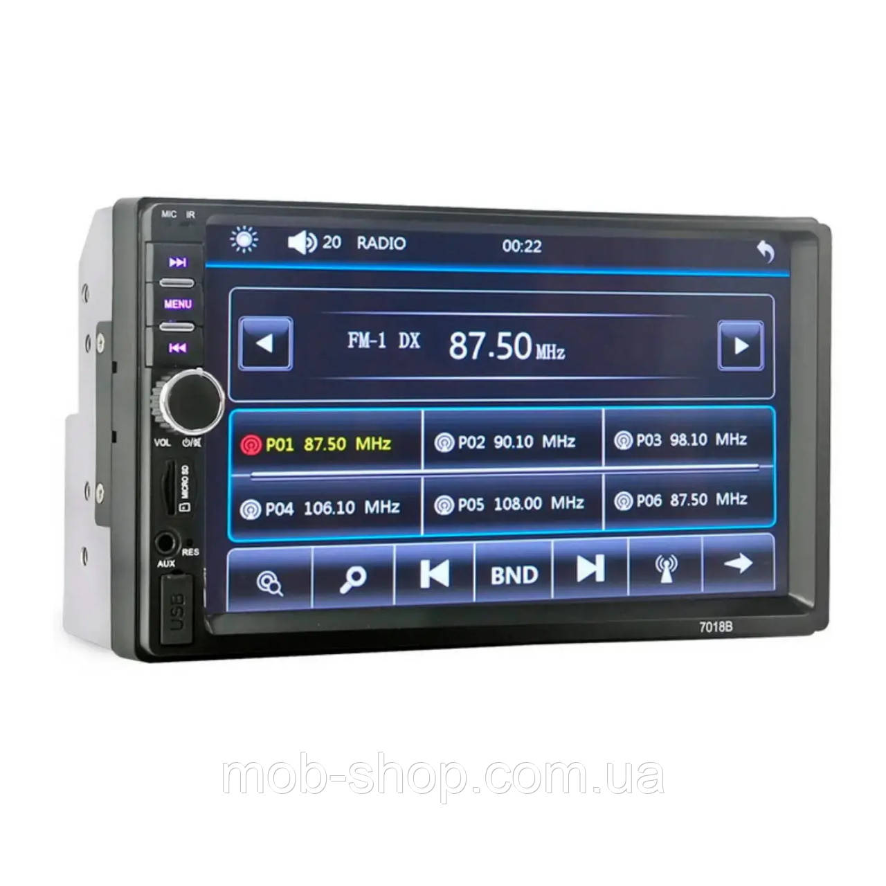2din автомагнітола 7018B 2дин магнітола коротка база 7" сенсорний екран Bluetooth USB microSD