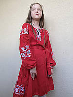 Сукня з вишивкою для дівчинки "Птахи радості" на зріст 110-146 см, різні кольора