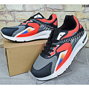 Кросівки підліткові для хлопчика Paliament, текстильні кросівки Чорні з червоним на білій підошві 37