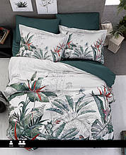 Постільна білизна First Choice 3D Digital Satin - Palm Garden Oil Green