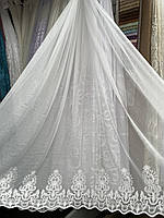 Тюль бамбук красивой нежной вышивкой по низу цвет Айвори Шикарная гардина короной Турецкая спальни гостевой