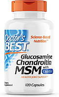 Глюкозамин, хондроитин и МСМ с OptiMSM Doctor's Best Glucosamine Chondroitin MSM, 120 капсул