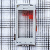 Тачскрин Nokia 500 сенсор с рамкой для телефона белый