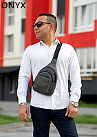 Мужская сумка слинг Brooklyn графитовая, поясная сумка, бананка, сумка через плечо