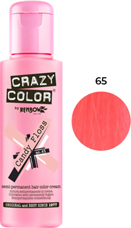 Тінт-фарба для волосся №65 рожевий цукрова вата, 100мл CRAZY COLOR