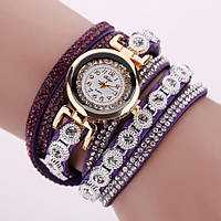 Женские часы браслет со стразами Фиолетовый