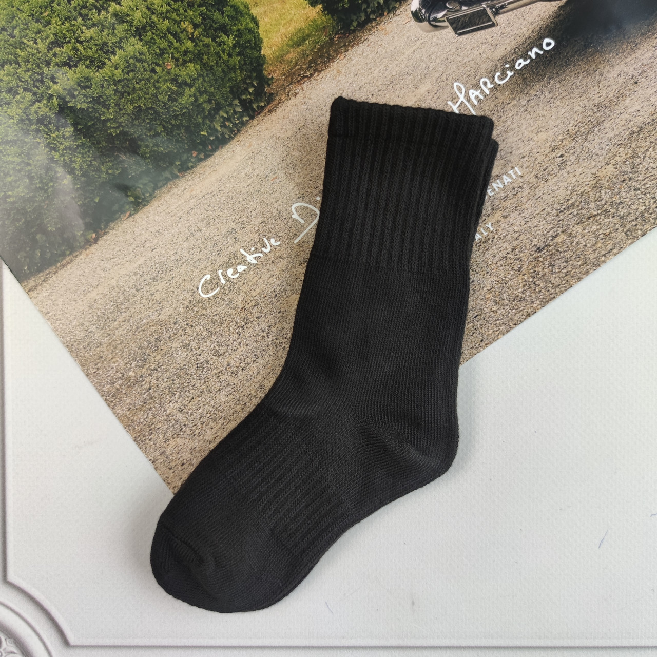 Дитячі високі чорні шкарпетки зі спортивною резинкою, фото 1