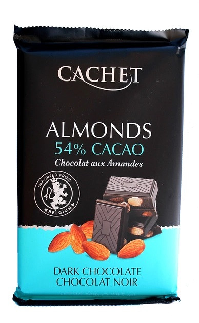Шоколад Cachet (Кашет) Dark Чорний 54% Какао з Мигдалем Almonds 300 г Бельгія (5 шт./1 уп), фото 1
