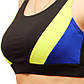 Чорний жіночий спортивний топ із яскравими вставками жовтий + синій, фото 3