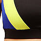 Чорний жіночий спортивний топ із яскравими вставками жовтий + синій, фото 4