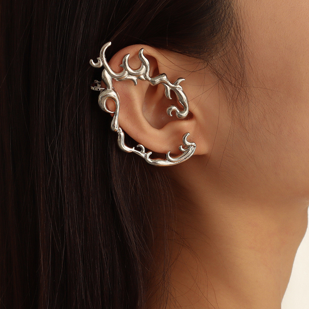 Сережок-кафа з гвоздиком і кліпсою сріблястий,Біжутерія, жіночі сережки,FS-1882,1