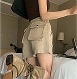 Джинсові шорти короткі з накладними кишенями жіночі, фото 2