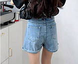 Джинсові шорти жіночі з ґудзиками високою талією, фото 3