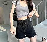 Джинсові шорти жіночі з ґудзиками високою талією, фото 4