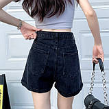 Джинсові шорти жіночі з ґудзиками високою талією, фото 5